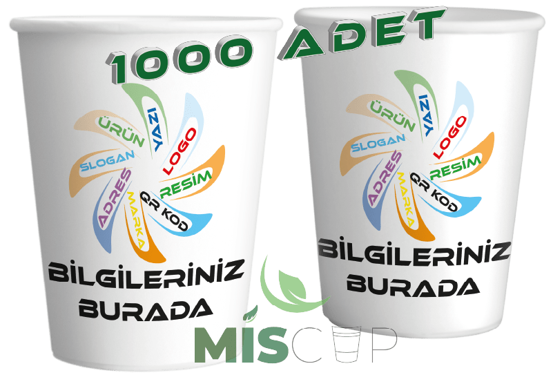 miscup özel firma logo baskılı karton bardak 1000 adet